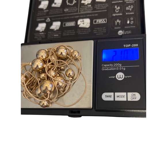 Vintage Gold Tone 2 Strand Necklace Layered Ball Bead Stations Floating Estate - Picture 5 of 5